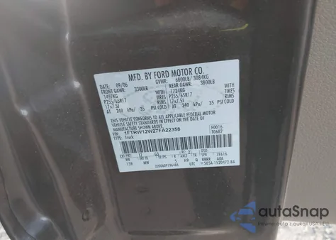 2007 Ford F-150 Xlt z USA, uszkodzony, nr VIN 1FTRW12W27FA22358